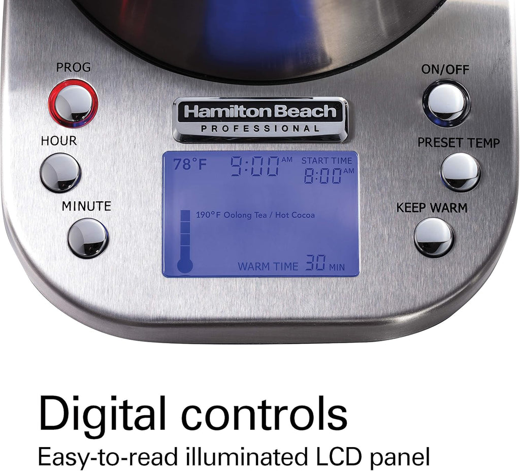 Hamilton Beach Professional Digital Electric Tea Kettle, 1.7 Liter, Silver P390