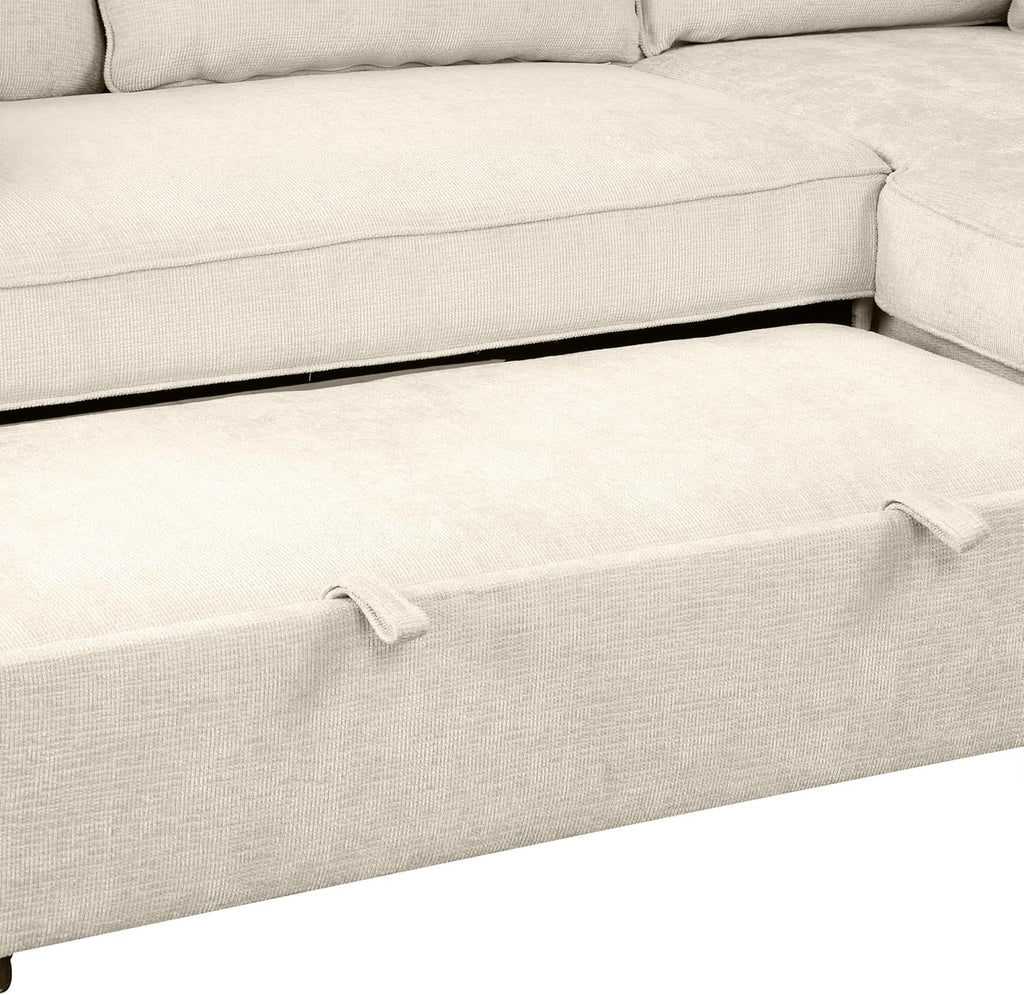 FANYE L-Shape Reversible Sleeper Sectional Couch with Storage and USB Ports R934