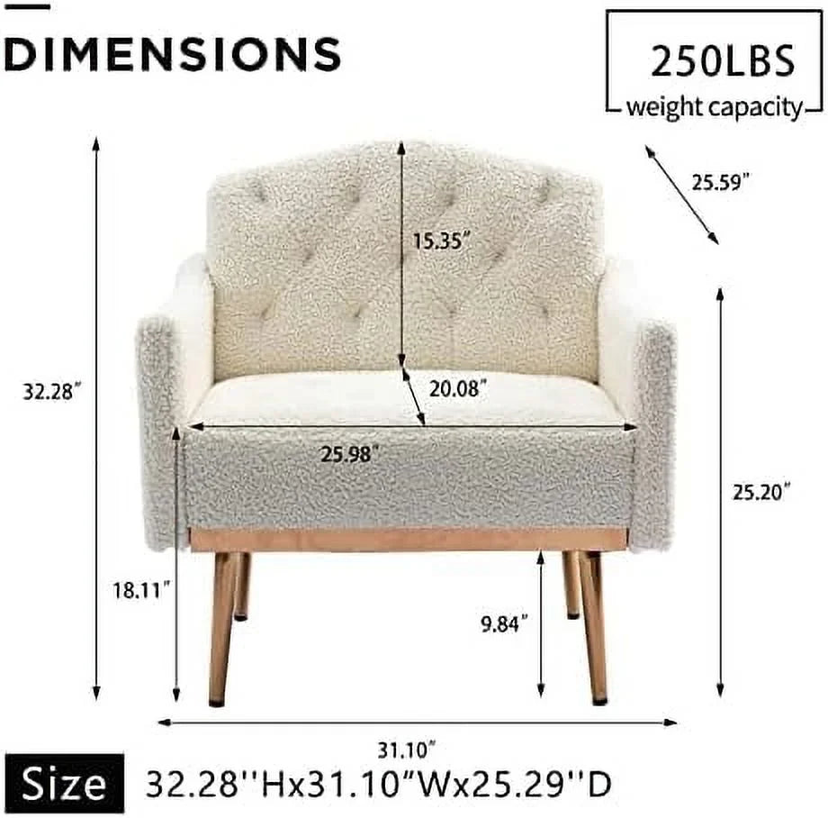 HOOMHIBIU Modern Velvet Accent Chair with Rose Golden Metal Legs for Living Room, Pink N9541