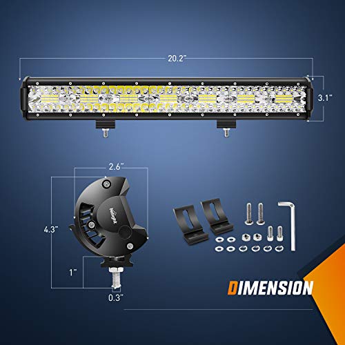 Nilight 18024C-A 420W 20Inch Triple Row LED Light Bar for Trucks, White F37862
