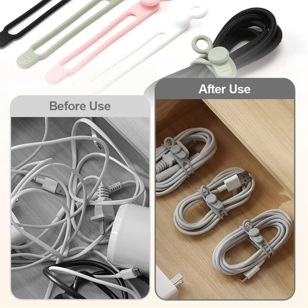 Silicone Reusable Cable Organizer Ties M844759