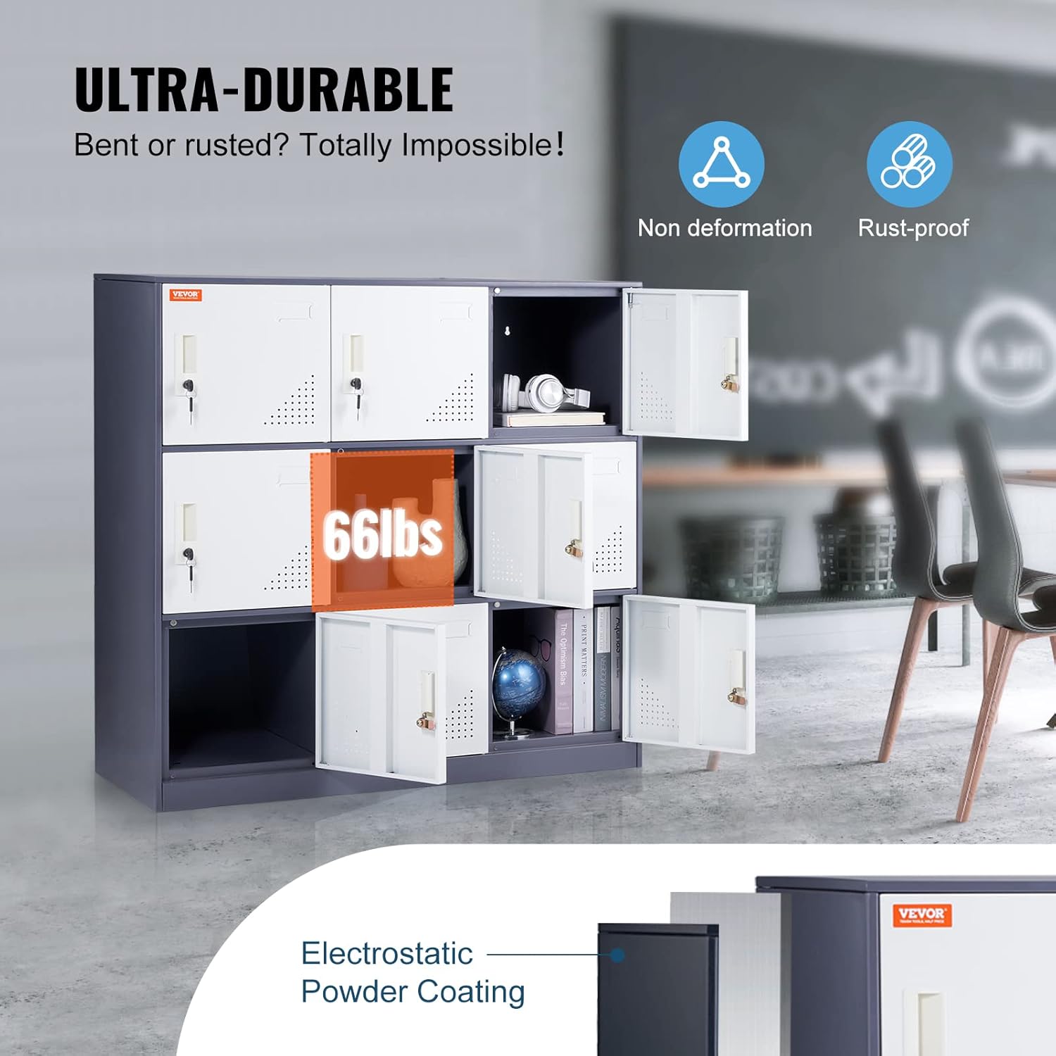 VEVOR 9-Door Steel Storage Locker with Card Slot and Keys D6416