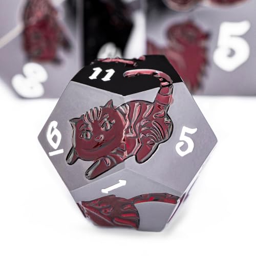 Metal DND Cat Dice 7PCS Polyhedral RPG Dice Set with Gift Case B373640