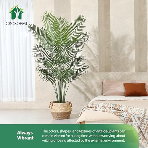 CROSOFMI Artificial Areca Palm Plant 6Ft Fake Tropical Tree in Pot H2353