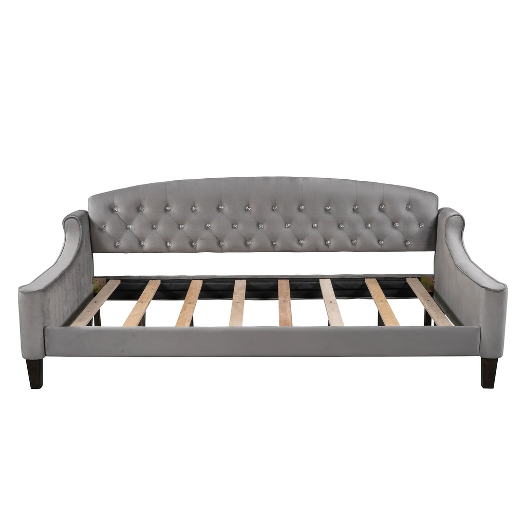 Euroco Twin Size Tufted Button Daybed Gray X460649