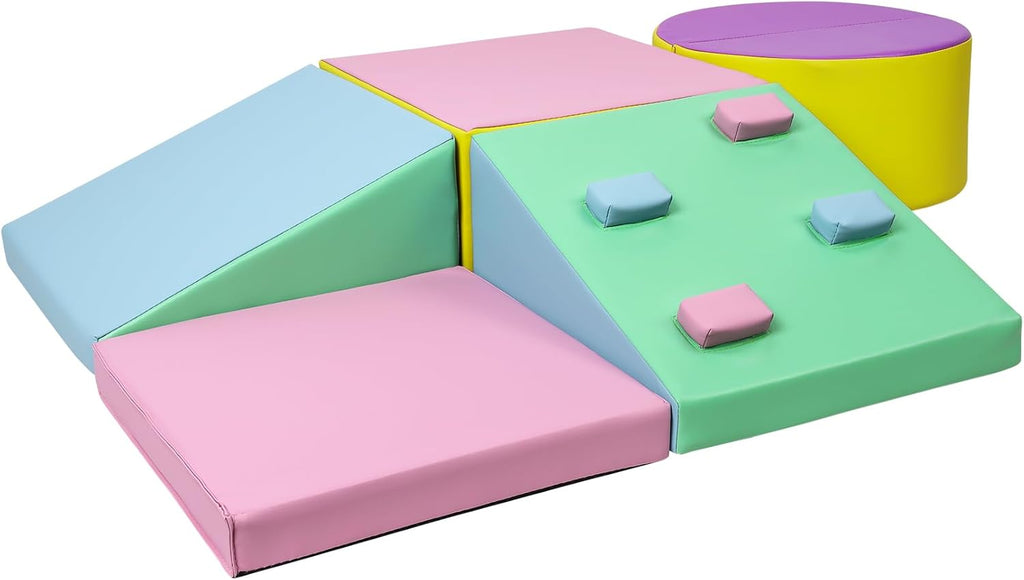 Soft Climbing Indoor Set, Foam Climbing Blocks for Toddlers and Preschoolers - Climbing, Crawling and Sliding Activity Play Set, 5PCS