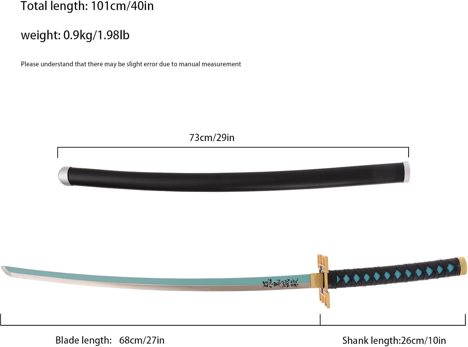 Demon Slayer Sword 40 Inch Tokitou Muichirou Real Metal Katana R954037
