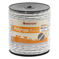 Electric Fence Poly Rope 656ft (200m), 1/4 inch (6mm) Upgraded Portable Polyrope, 6 x 0.18mm Strong SS Conductors, Electric Fence Rope for Horses, Safe Enough for Large Animals (White)