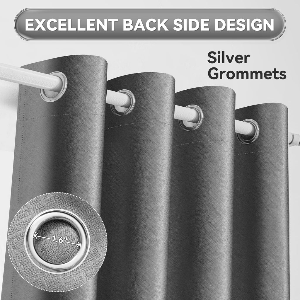 Embossed 100% Blackout Curtains for Bedroom, Grommet Single Panel, Gray, 52x84 inch D4116