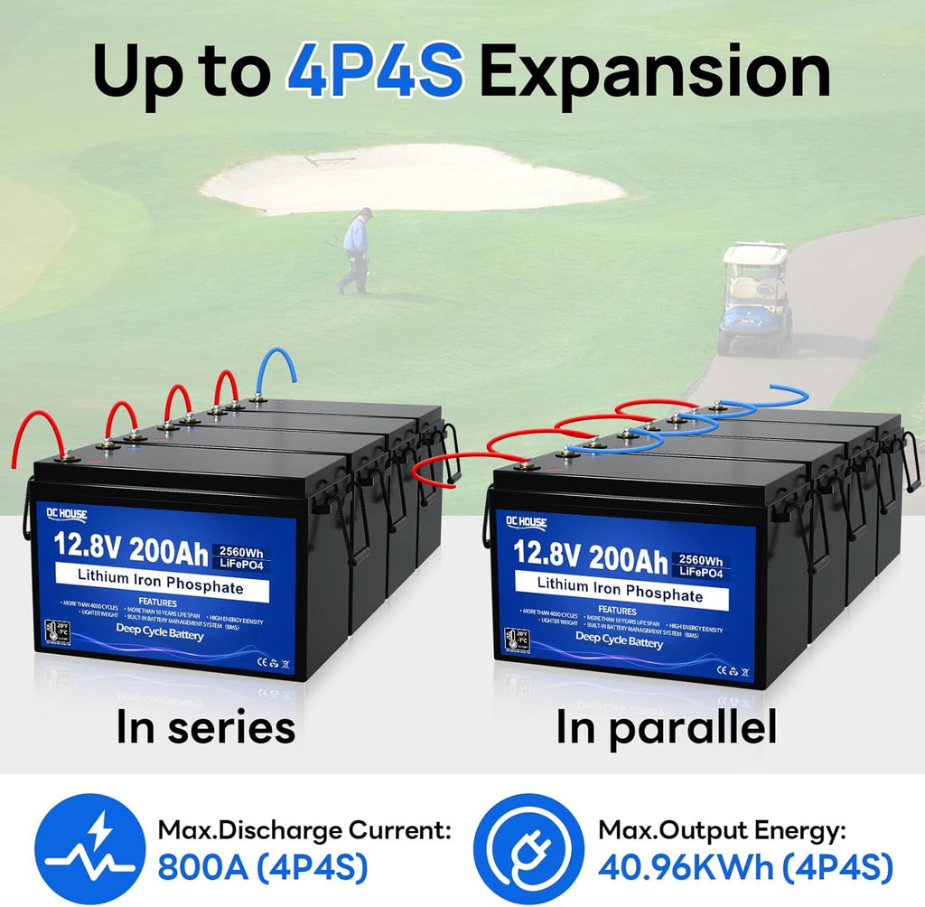 DC HOUSE 12V 200Ah LiFePO4 Deep Cycle Battery with 200A BMS X526