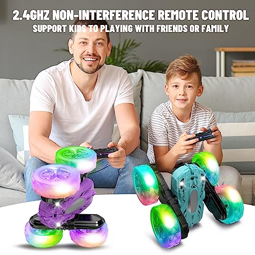 Remote Control Stunt Car 360° Rotating with Lights 2.4Ghz for Kids Aged 6-12 Yellow D486453