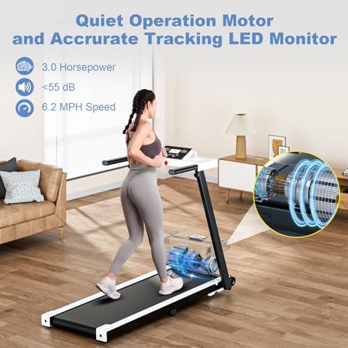 Juturna Portable Folding Treadmill 3.0 HP for Home, 300 LBS Capacity, LED Display W158