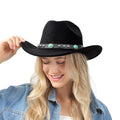 Women's Suede Western Cowgirl Hat with Wide Brim S6037