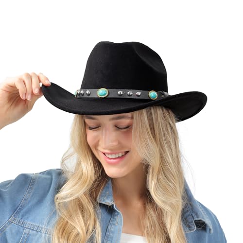 Women's Suede Western Cowgirl Hat with Wide Brim S6037