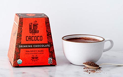 70% Spicy Dark Drinking Chocolate - Organic Hot Cacao by CACOCO, 7.05 oz N8240