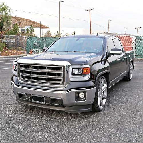 SPEC-D TUNING Black Housing Clear Lens Halo Projector Headlights for Chevy Silverado 1500 2500HD 3500HD X902044