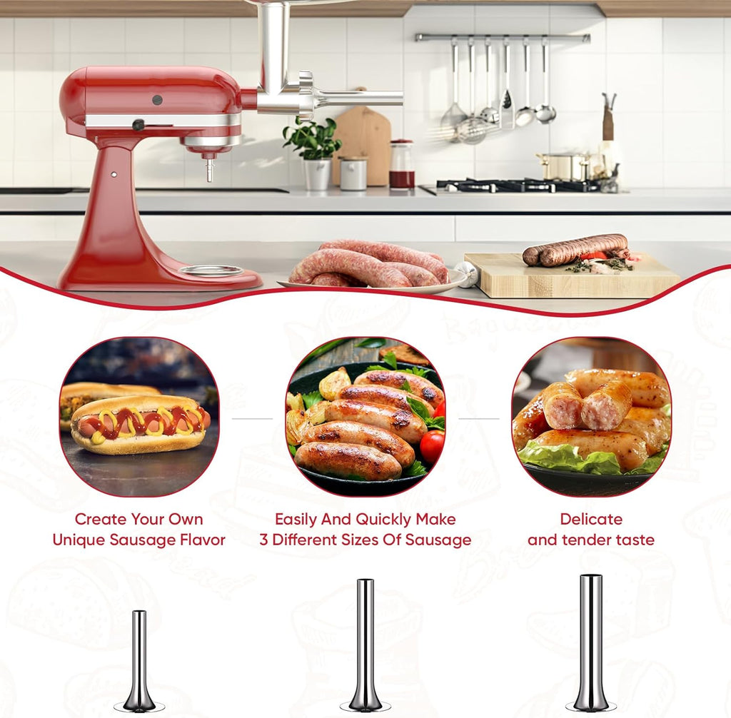 Meat Grinder Attachment for Kitchenaid Stand Mixers with 4 Plates, 3 Tubes, 2 Blades Y133519