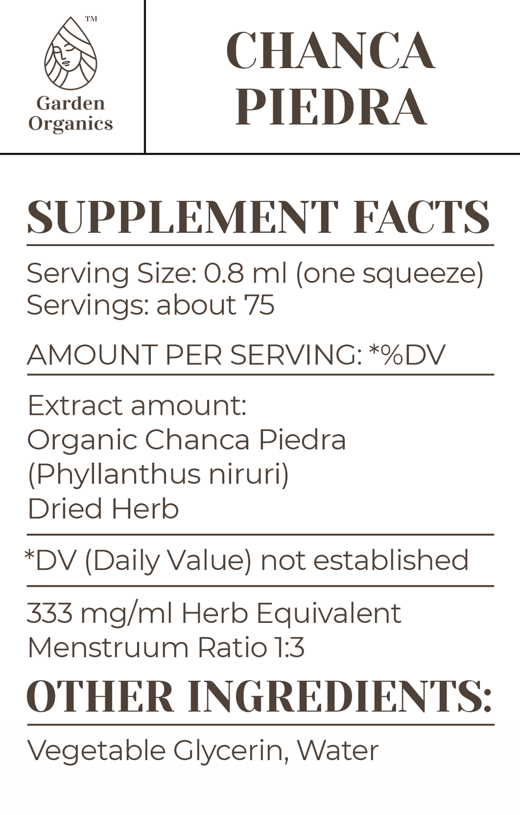 Garden Organics Chanca Piedra Tincture Alcohol-Free Extract, 2 oz R605
