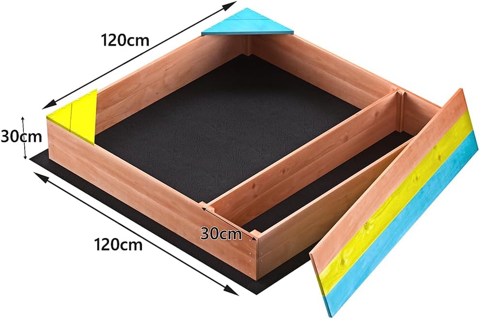 Wooden Cedar Sandbox with Seat Boards, Bottom Liner Included Z39201