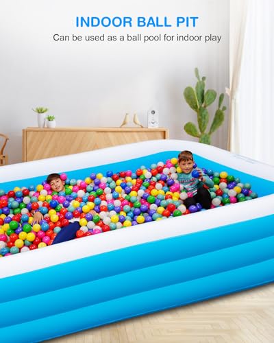 Large Inflatable Pool for Adults, 145" x 74" x 22" Outdoor Family Swimming Pool M66114