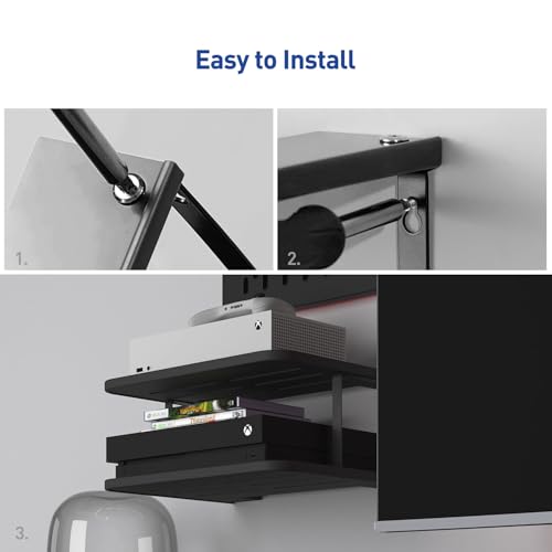 Black Projector Wall Shelf Floating Under TV Stand for Xbox Router N73677