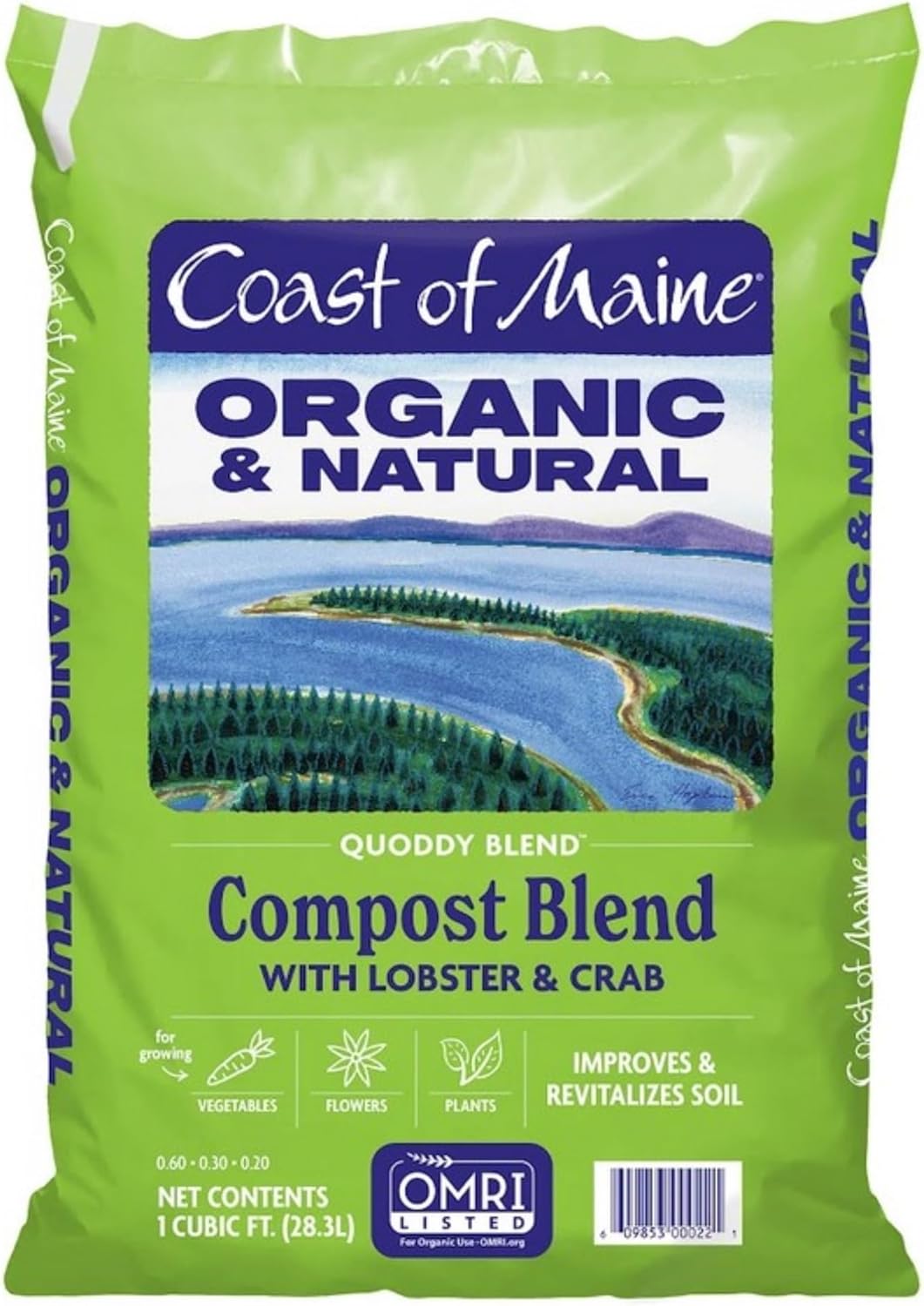 Coast of Maine Quoddy Blend (1 cu ft) Organic and Natural Compost Blend with Lobster and Crab - Improves and Revitilizes Soil