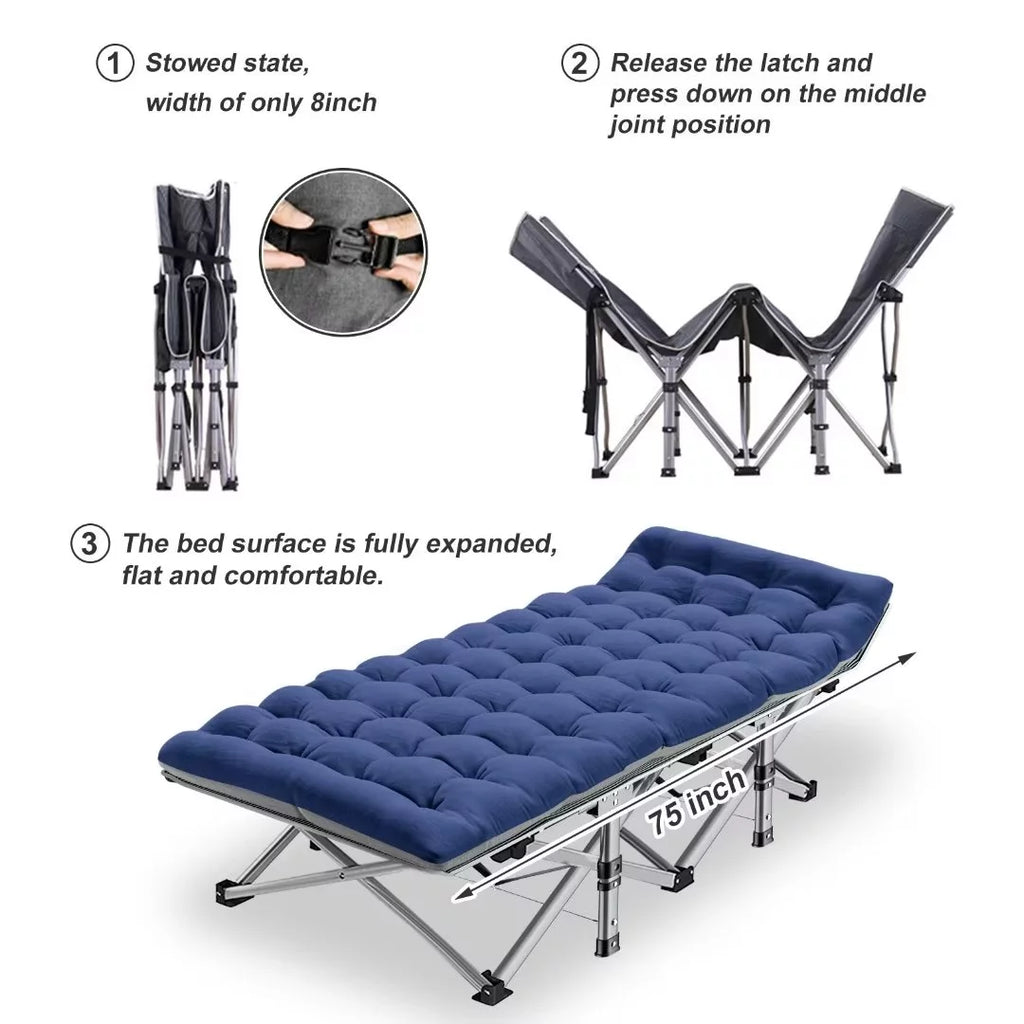 Docred 2 Pack Folding Cot Camping Bed, Heavy Duty Portable with Carry Bag L8382