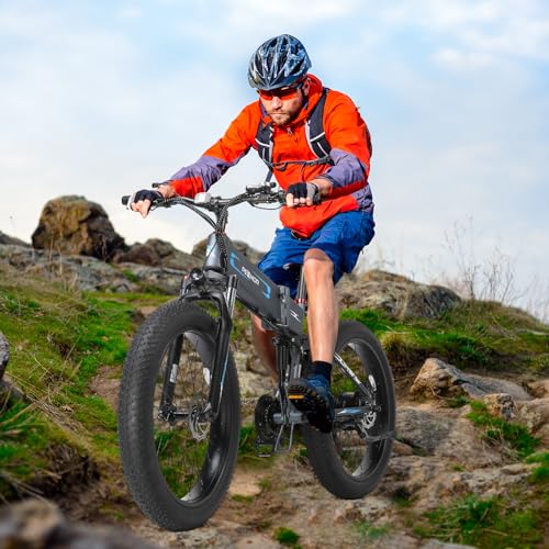 PEXMOR Electric Bike for Adults, 750W Full Suspension, 26" Fat Tire Foldable M386577