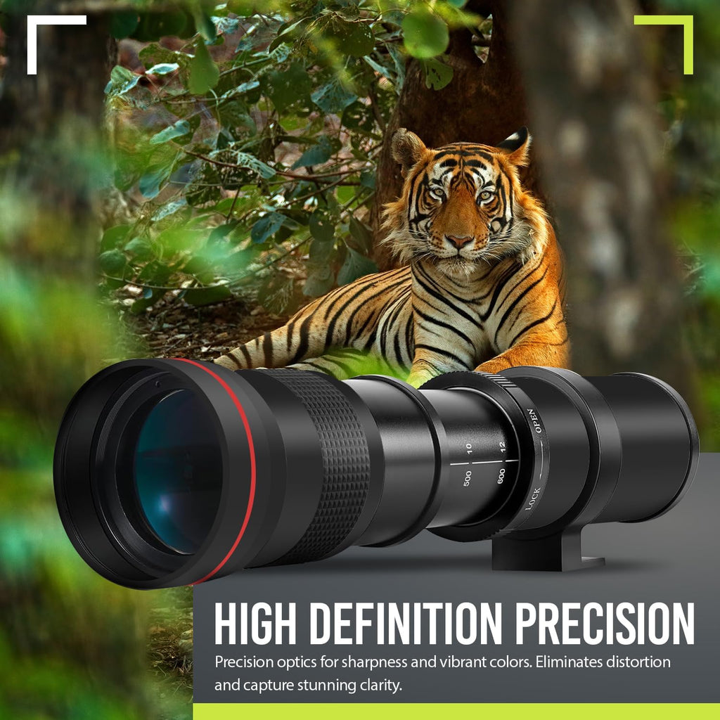 High-Power 420-1600mm f/8.3 Manual Telephoto Zoom Lens for Canon EOS Cameras D861445