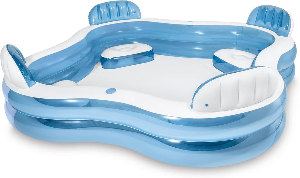 Family Swimming Pool, Inflatable Large Swim Center with 4 Built-in Seats for Children Adults, Thick Kiddie Paddling Pool for Summer Party Supply