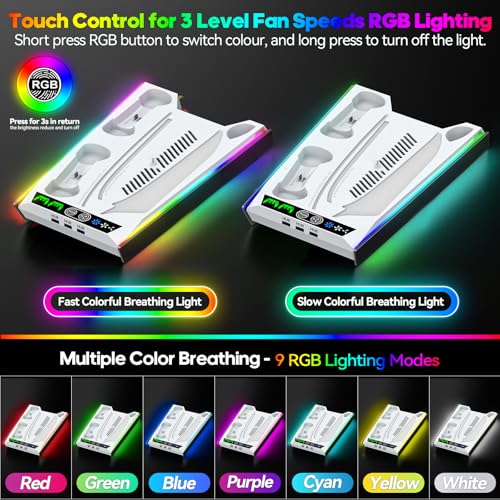 PS5 Stand with Cooling & Charging Station for Disc & Digital Console U78876