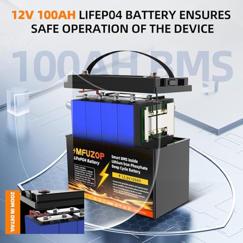 12V 100Ah LiFePO4 Battery with 100A BMS, Group 31 Deep Cycle P429569