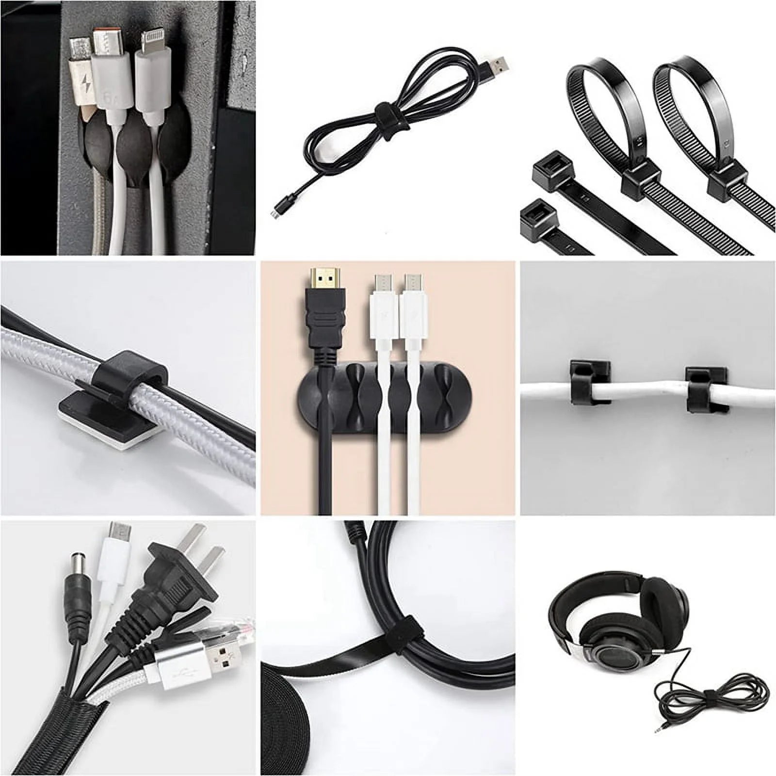 Cable Management Organizer Kit 173 Pcs with Adhesive Clips and Cable Ties Z497689
