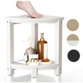 Corner Shower Stool for Inside Shower, HDPE Waterproof Shower Bench Seat, Sturdy Bath Shower Foot Stool for Shaving Legs with Storage Shelf, White