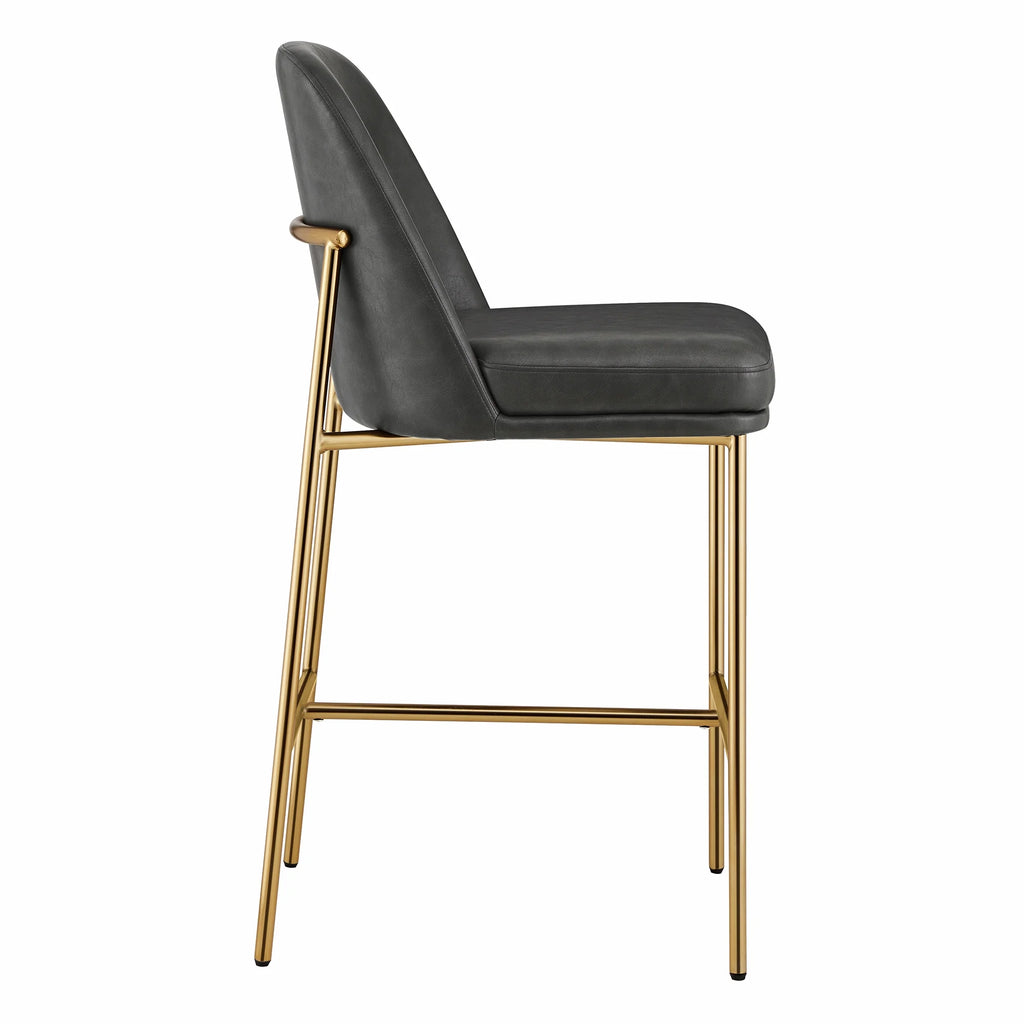 CHITA Modern Counter Height Bar Stool Set of 2, 27 inch, Faux Leather Y647