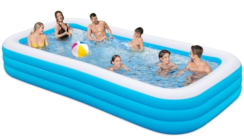 Large Inflatable Pool for Adults, 145" X 74" X 22" Oversized Thickened Family Blow Up Pool, Extra Large Swimming Pools for Backyard, Outdoor, Garden, Summer Water Party