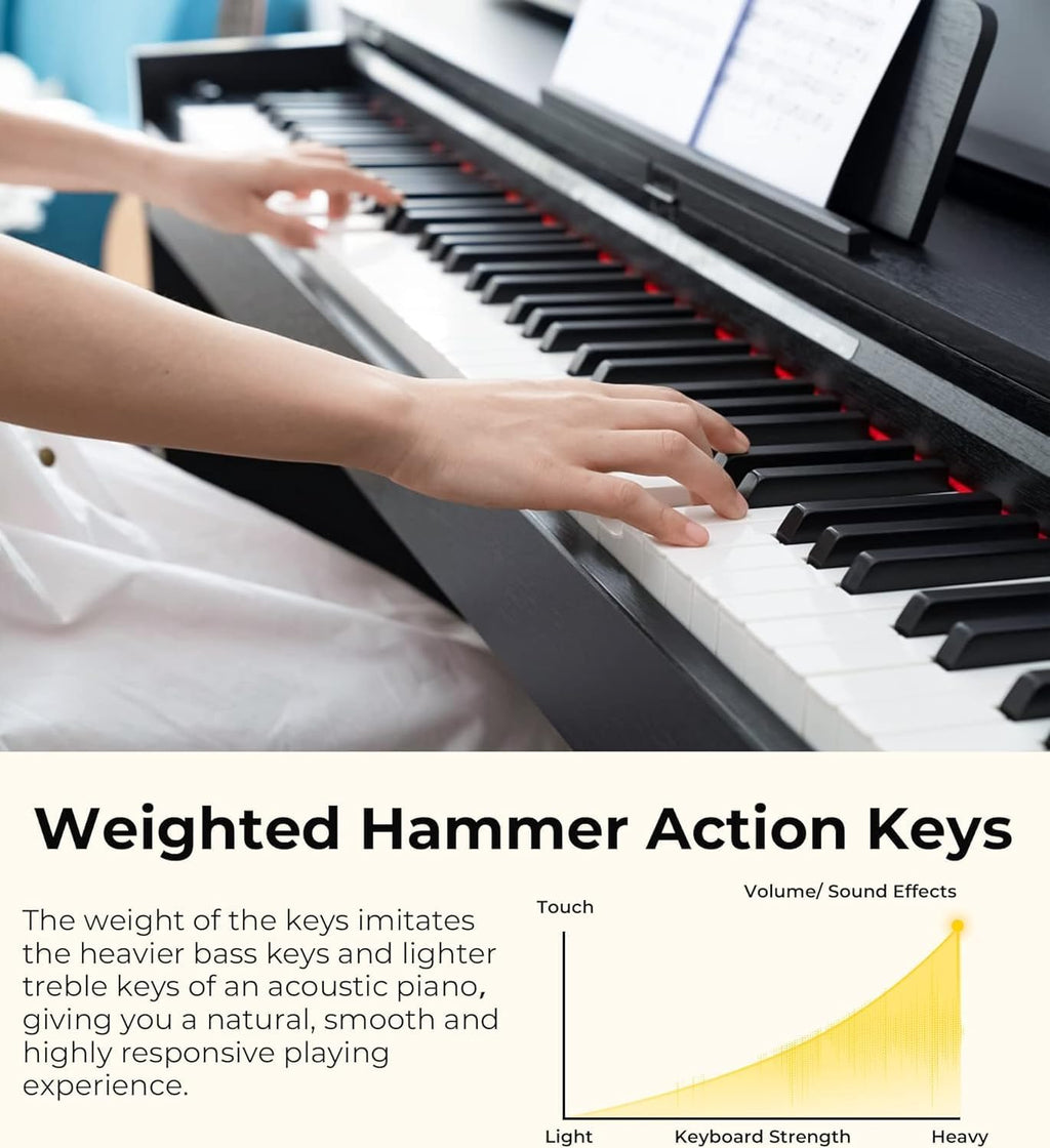 Vangoa Digital Piano 88 Keys Weighted Hammer Action with Stand and Pedals R633136