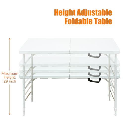 4ft Portable Plastic Folding Table with Carry Handle L323