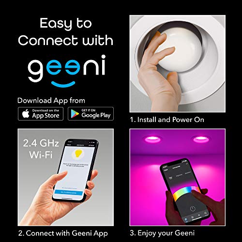 Geeni Prisma Plus BR30 LED Smart Light Bulb, Dimmable RGB WiFi, 4 Pack V505
