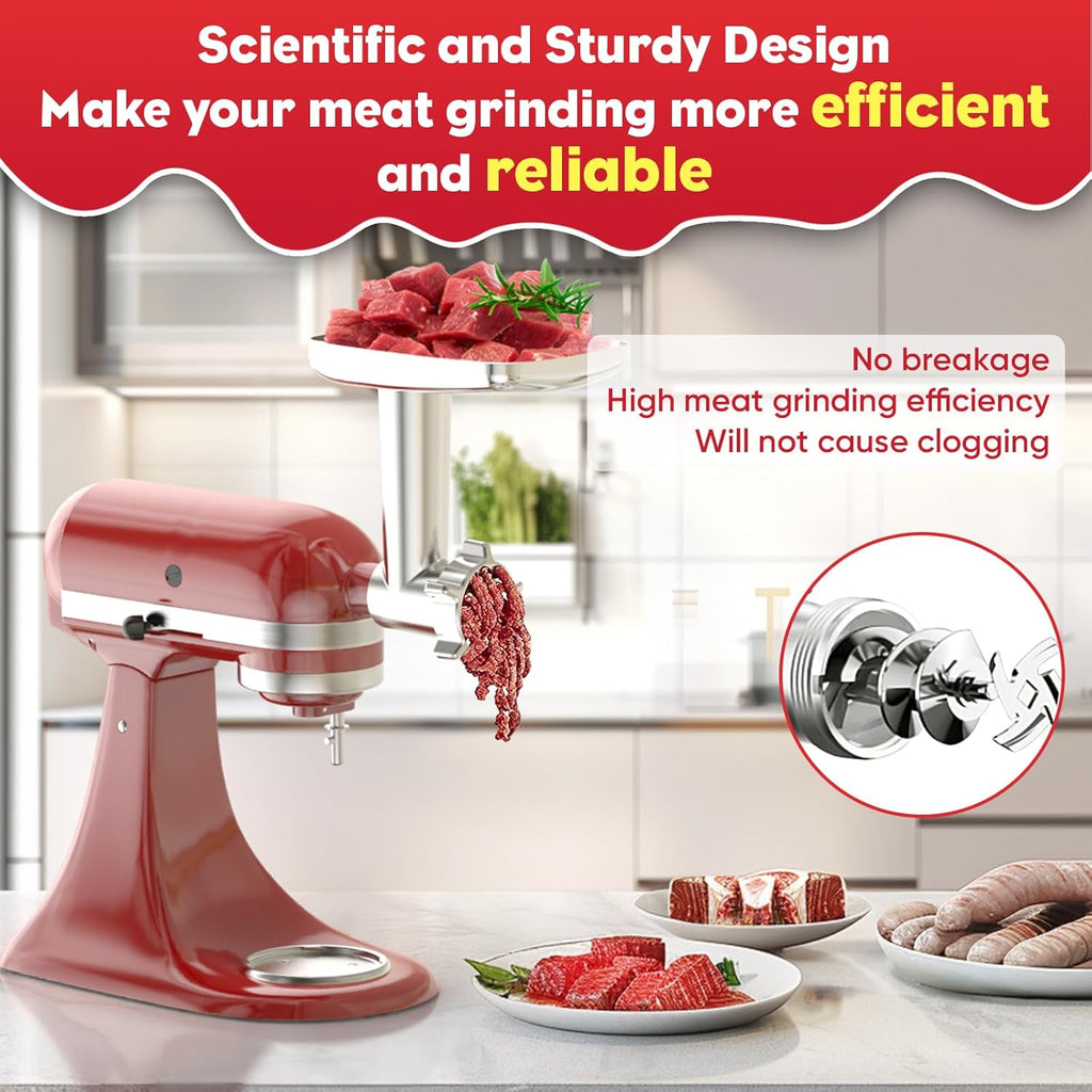 Meat Grinder Attachment for Kitchenaid Stand Mixers with 4 Plates, 3 Tubes, 2 Blades Y133519
