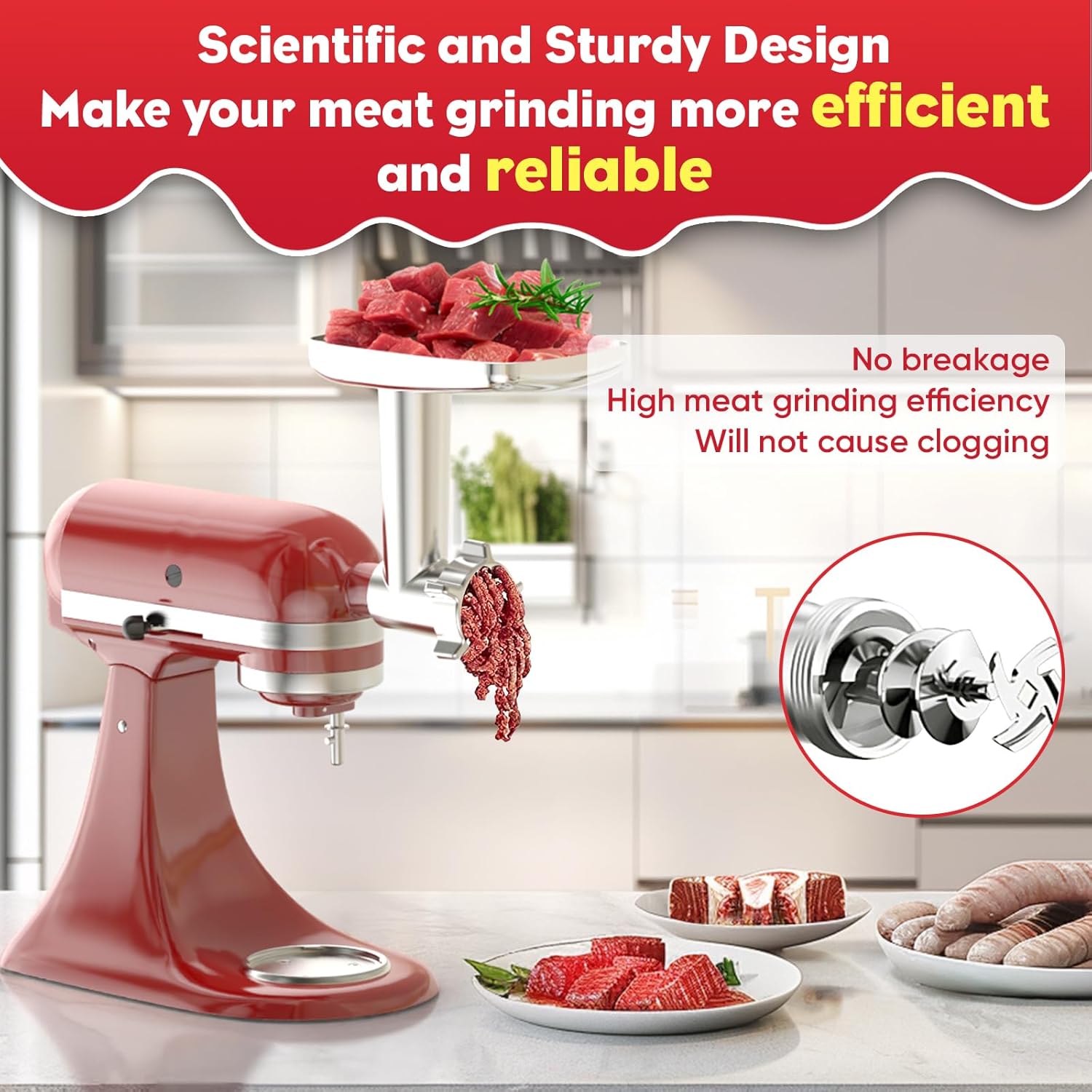 Meat Grinder Attachment for Kitchenaid Stand Mixers with 4 Plates, 3 Tubes, 2 Blades Y133519