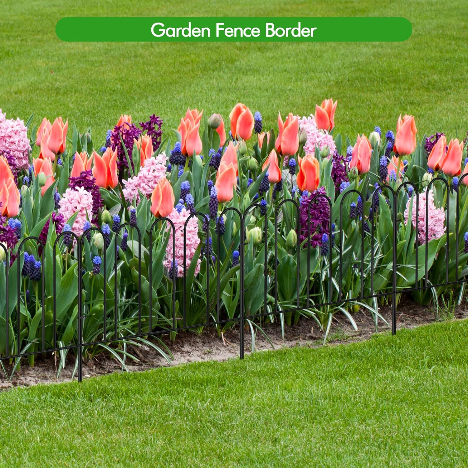 Rustproof Metal Garden Fence 7 Panels 10ft Animal Barrier V876323