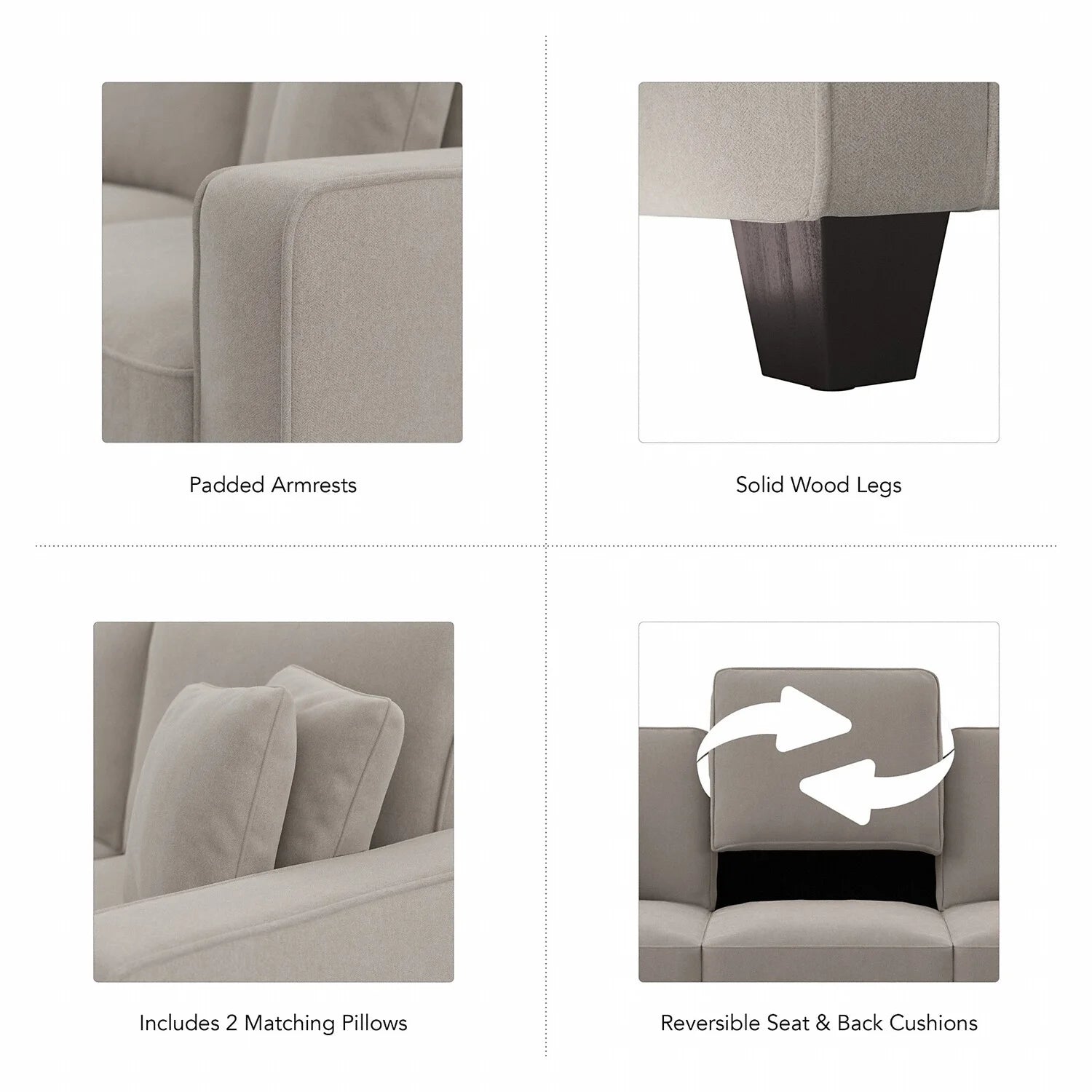 Stockton 73W Sofa in Beige Herringbone Fabric H38552