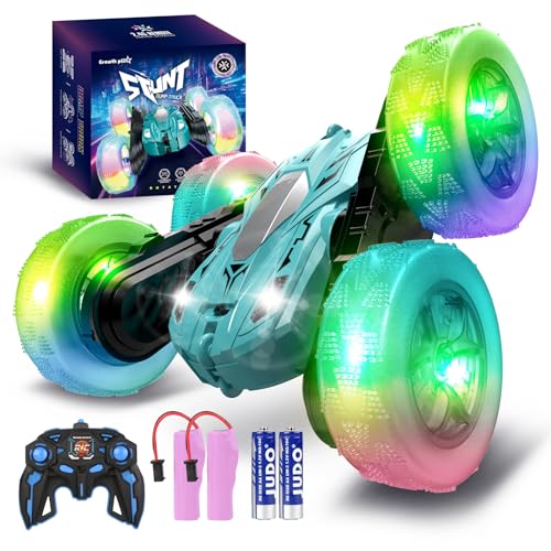 Remote Control Car RC Cars, 360°Rotating RC Stunt Car with Wheel Lights Headlights 2.4Ghz Double-Sided Driving Stunt Car Toys for Kids Boys Girls Aged 6-12 Xmas Birthday Gift(Yellow)