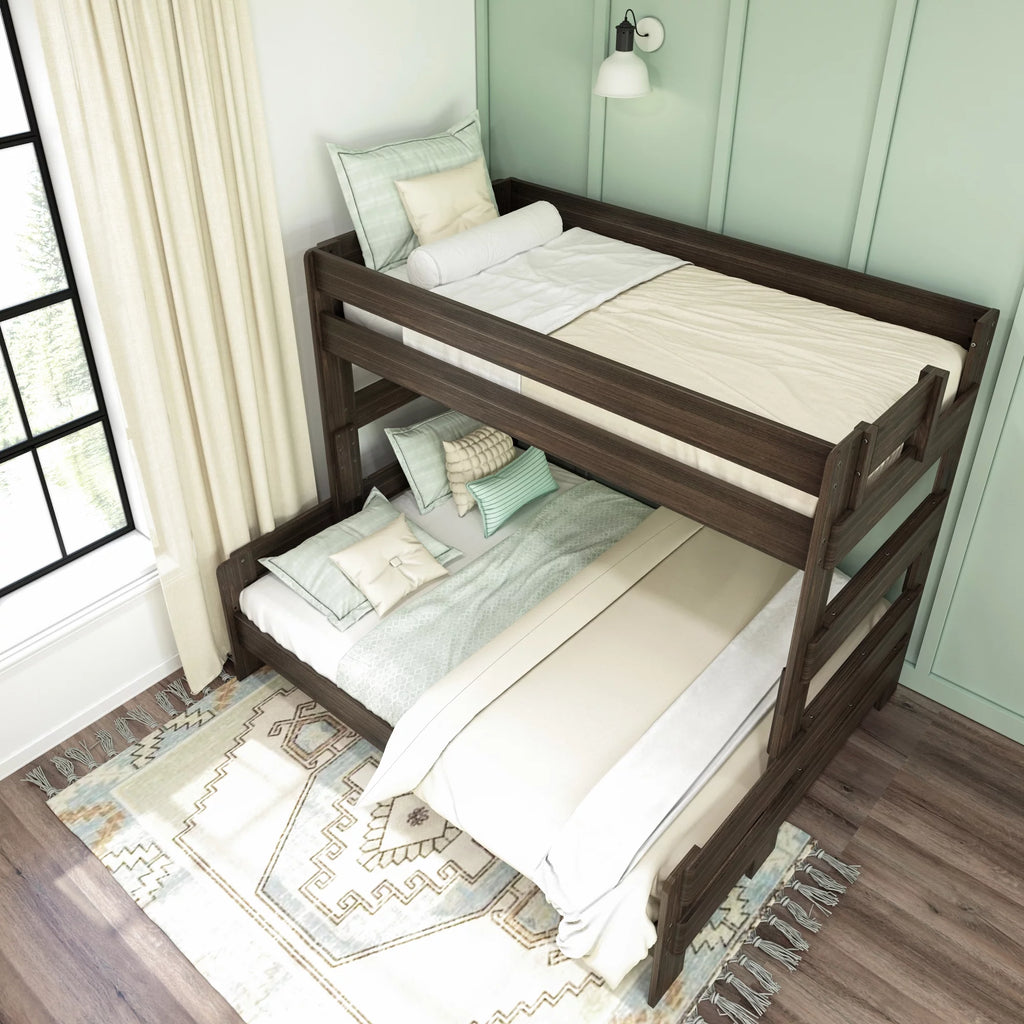 Max & Lily Bunk Bed Twin XL Over Queen Farmhouse Platform Bed Frame, Barnwood Brown A557