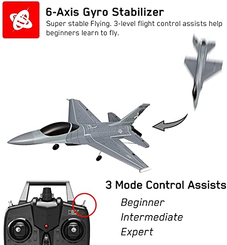 VOLANTEXRC 4CH RC Airplane F-16 Fighting Falcon Ready to Fly with Xpilot Stabilizer C4428