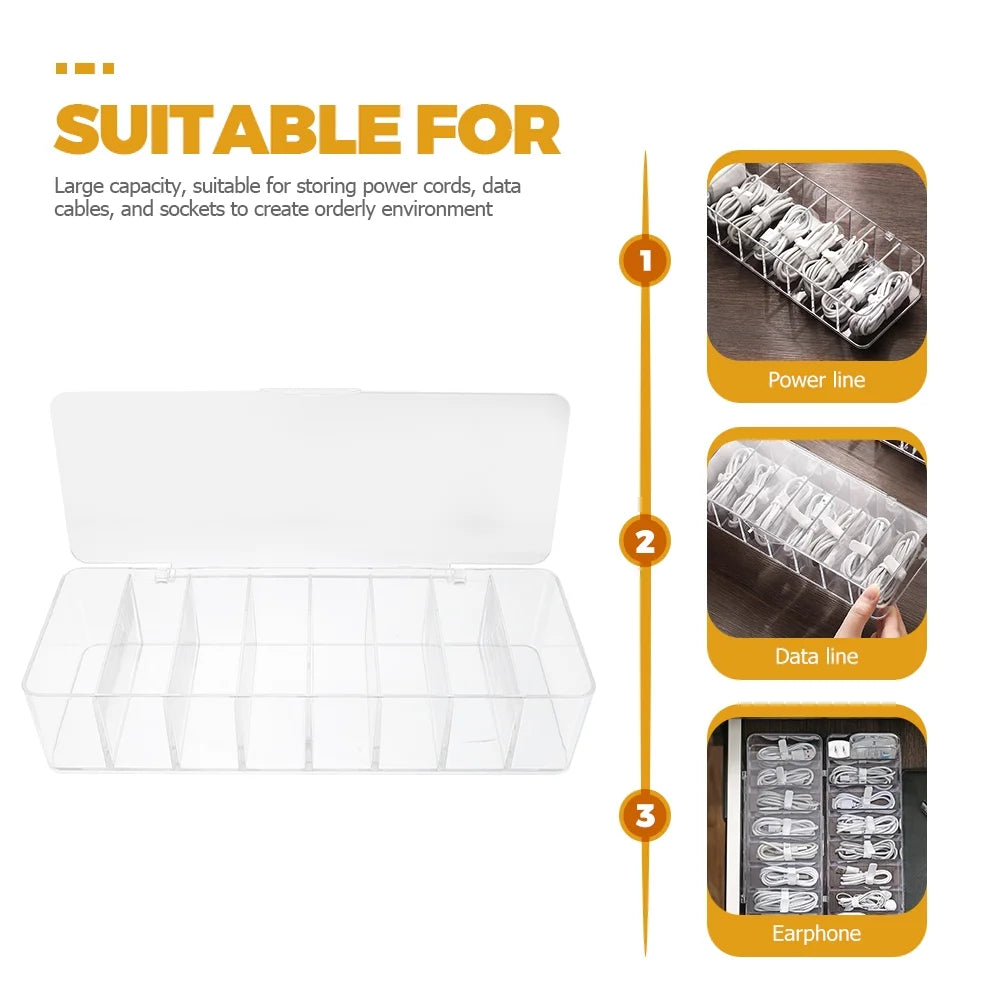 Wooden Cable Storage Box with Hub Organizer E2782