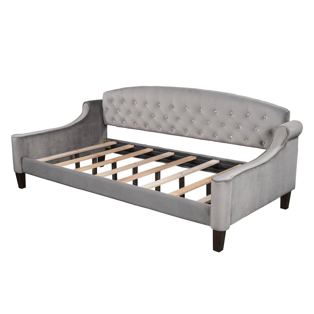 Euroco Twin Size Tufted Button Daybed Gray X460649