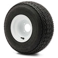 8" Steel Golf Cart Wheels Glossy White and Odyssey Perduro (18/8.5-8) Golf Cart Tires - Set of Two
