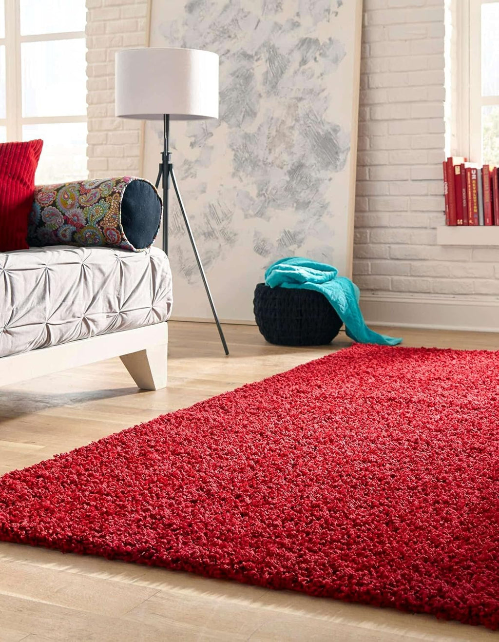 Rugs.com Über Cozy Solid Shag Rug 8' x 11' Cherry Red J691